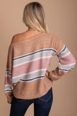 Hello Autumn Striped Knit Sweater 10 Hello Autumn Striped Knit Sweater -Outlet Bella Ella Boutique Store orange back 5000x