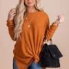 Life Goes On Long Sleeve Waffle Top -Outlet Bella Ella Boutique Store orange front 9bee7020 1e71 4104 8cba 6fbab66cead9 5000x