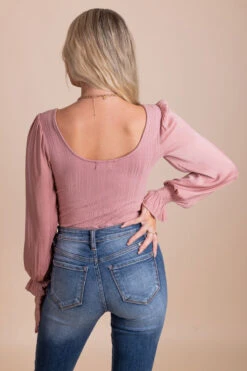 First Kiss Long Sleeve Bodysuit -Outlet Bella Ella Boutique Store pink back 5216dacb b187 4860 8e32 5ad8aa5e994f 5000x