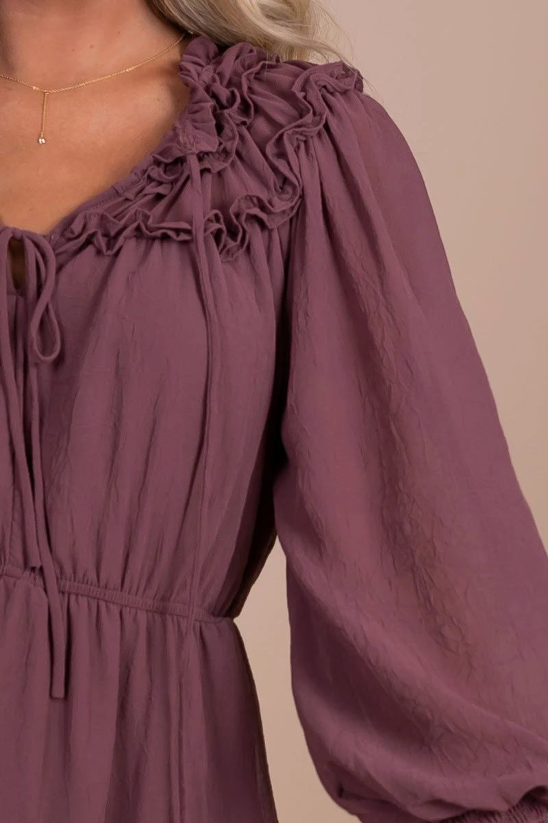 Caught Up In The Details Long Sleeve Mini Dress - Purple 5 Caught Up In The Details Long Sleeve Mini Dress - Purple - Image 3