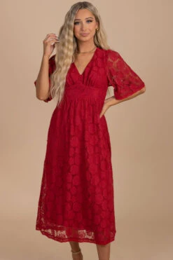 She's So Gorgeous Midi Dress -Outlet Bella Ella Boutique Store red main a8025931 b115 4764 a4e1 3b77e8dd68da 5000x