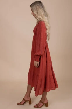 No Place Like You Smocked Long Sleeve Midi Dress -Outlet Bella Ella Boutique Store red side 0475e092 4e6b 48df acc1 53dc87d080af 5000x
