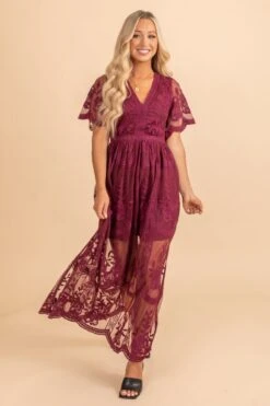 Simple Serenity Lace Maxi Dress -Outlet Bella Ella Boutique Store redlacemaxifront 5000x