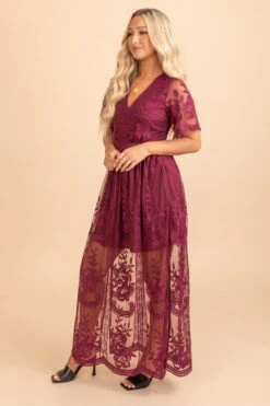 Simple Serenity Lace Maxi Dress -Outlet Bella Ella Boutique Store redlacemaxiside 5000x