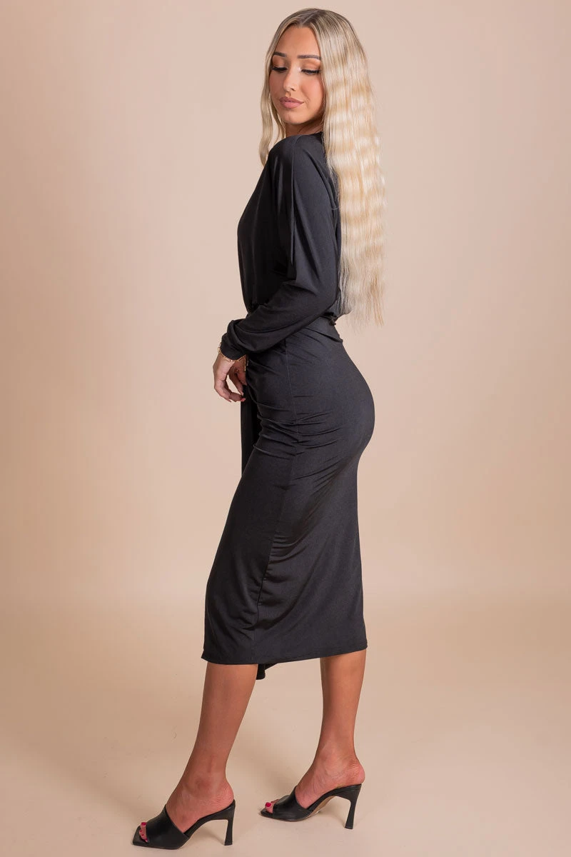 Knot Like The Rest Midi Dress - Black 4 Knot Like The Rest Midi Dress - Black - Image 2