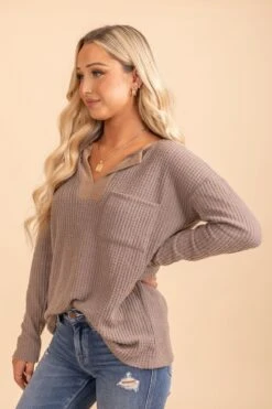In The Now Waffle Knit Long Sleeve Top -Outlet Bella Ella Boutique Store side 388f4fb6 361e 4bcb b2bd 9b0e11eed128 5000x