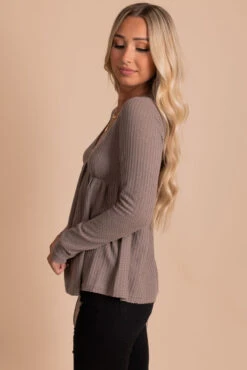 Here With You Long Sleeve Waffle Top -Outlet Bella Ella Boutique Store side 3fff27c7 0081 4738 a1d4 e8f5c654e0ec 5000x