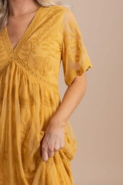 Simple Serenity Lace Maxi Dress -Outlet Bella Ella Boutique Store simpleserenitylacemaxiyellowcloseup 5000x