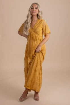 Simple Serenity Lace Maxi Dress -Outlet Bella Ella Boutique Store simpleserenitymaxidressyellowmain 5000x