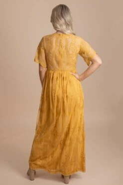 Simple Serenity Lace Maxi Dress -Outlet Bella Ella Boutique Store simpleserenitymaxiyellowback 5000x