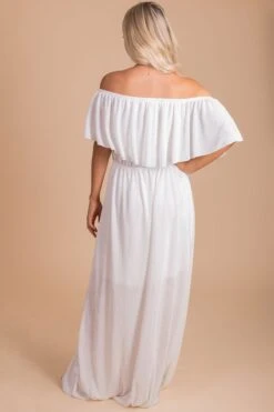Slow Dancing Ribbed Off Shoulder Maxi Dress 22 Slow Dancing Ribbed Off Shoulder Maxi Dress -Outlet Bella Ella Boutique Store slow dancing white back 5000x