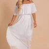 Slow Dancing Ribbed Off Shoulder Maxi Dress 1 Slow Dancing Ribbed Off Shoulder Maxi Dress -Outlet Bella Ella Boutique Store slow dancing white front 5000x