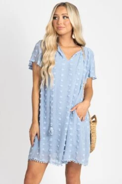 Pack Your Suitcase Swiss Dot Mini Dress -Outlet Bella Ella Boutique Store take it easy blue main image 5000x