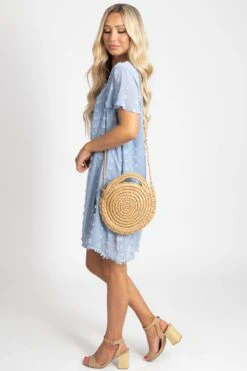 Pack Your Suitcase Swiss Dot Mini Dress -Outlet Bella Ella Boutique Store take it easy blue side 5000x
