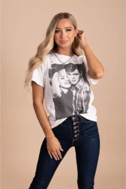 Vintage Love Distressed Graphic Tee - White