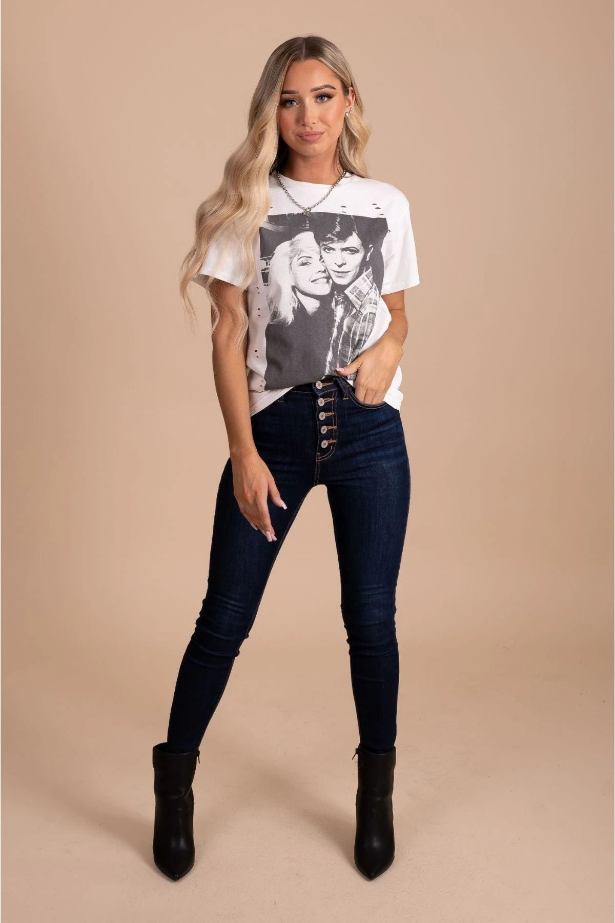 Vintage Love Distressed Graphic Tee - White 7 Vintage Love Distressed Graphic Tee - White - Image 5
