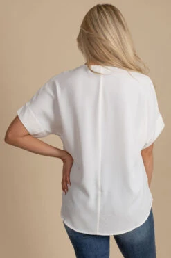 Born For This Short Sleeve Blouse -Outlet Bella Ella Boutique Store white back e930d3a8 4452 4273 8859 f35da0ea4f17 5000x