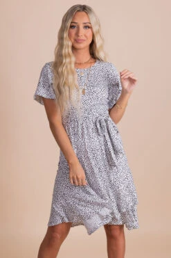 Stealing Time Patterned Knee-Length Dress -Outlet Bella Ella Boutique Store white main b847c1a6 7d58 4ec7 9031 df7970742744 5000x
