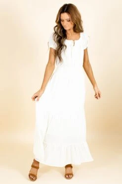 Forever In Love Maxi Dress - Off White -Outlet Bella Ella Boutique Store whitedress full2 5000x