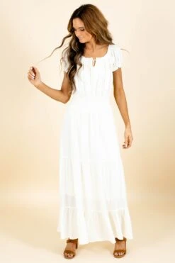 Forever In Love Maxi Dress - Off White -Outlet Bella Ella Boutique Store whitedress full 5000x