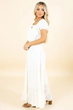 Forever In Love Maxi Dress - Off White -Outlet Bella Ella Boutique Store whitedress side 5000x