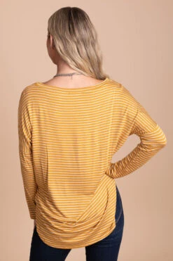 Playing For Keeps Striped Long Sleeve Top -Outlet Bella Ella Boutique Store yellow back 00f88662 b581 4dc1 a259 12ebb97f3b33 5000x