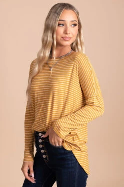 Playing For Keeps Striped Long Sleeve Top -Outlet Bella Ella Boutique Store yellow side 73ec1ede cb30 4f5e a554 ad29639909c8 5000x